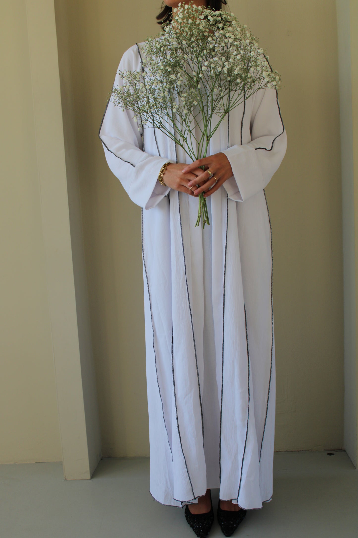 White Striped Abaya