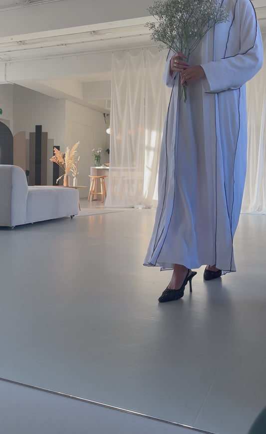 White Striped Abaya